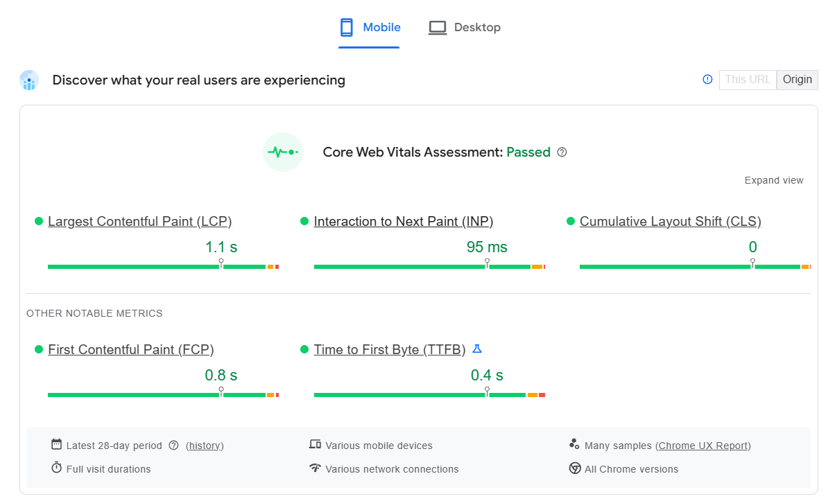 displayengel Core Web Vitals — Google PageSpeed Insights Mobile