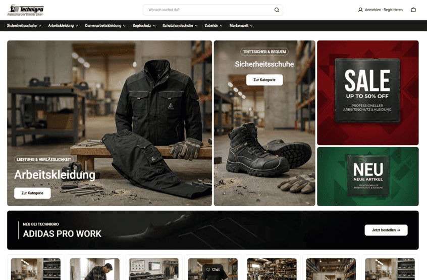 Technigro Onlineshop auf Shopify mit neuem Design