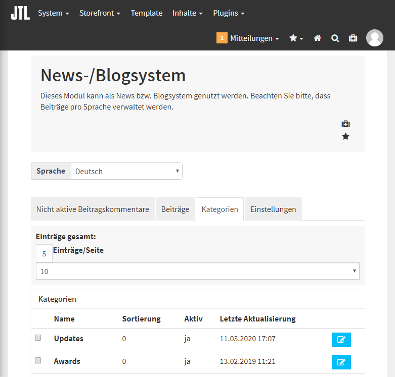 JTL News-/Blogsystem