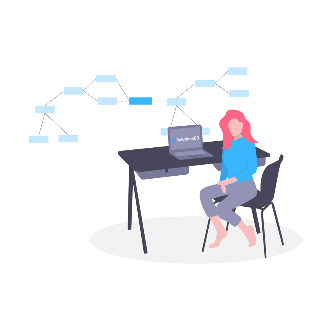 Illustration einer Person am Schreibtisch