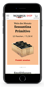 Mobileansicht Tagesspiegelshop auf dem Handy