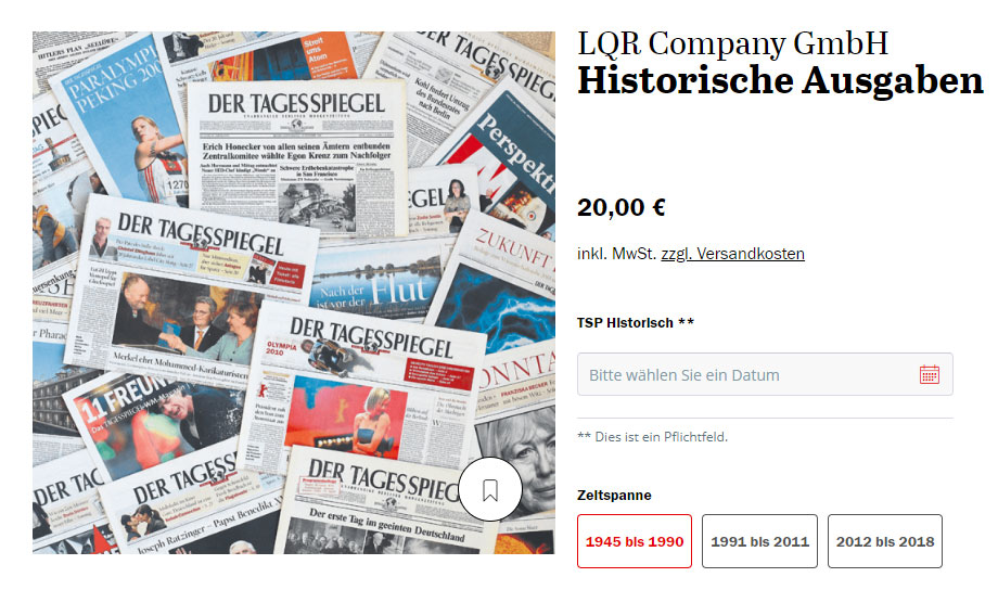 Historische Ausgaben von 1945 bis heute Historische Ausgaben