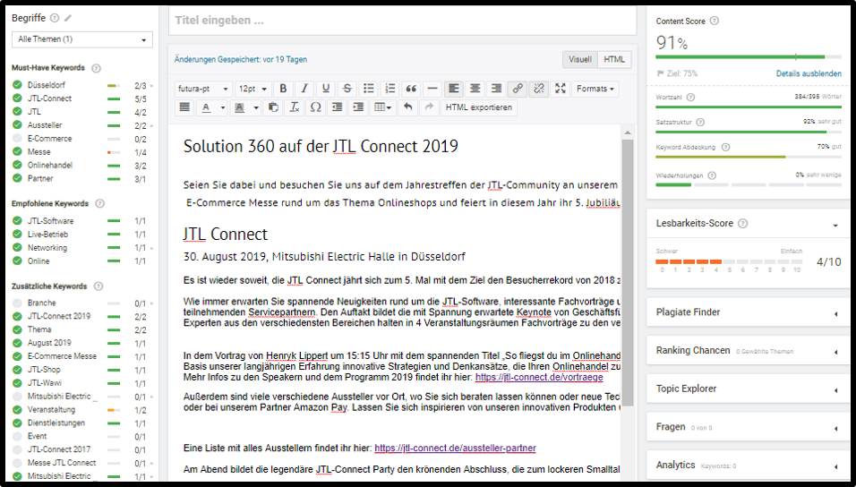 Searchmetrics Writer Editor